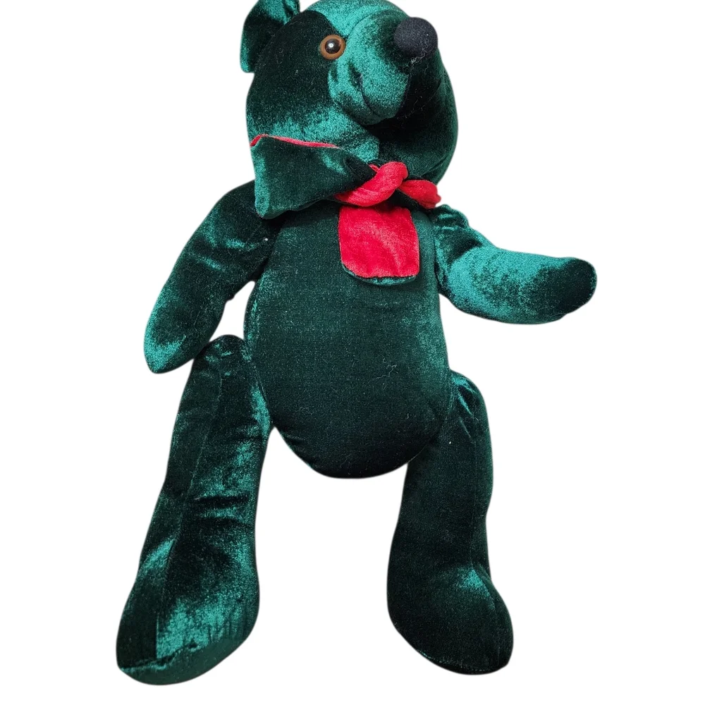 Bears two red & green soft shiny wearing colorful ties toys or gift